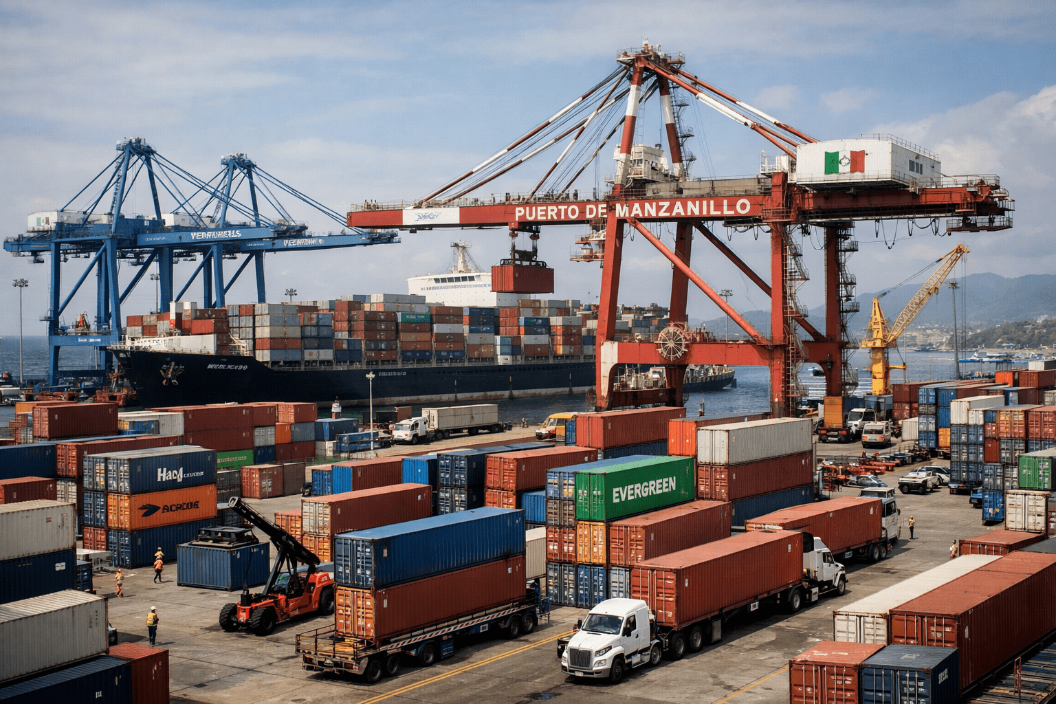 Contenedores en puerto mexicano por nuevos aranceles 2026