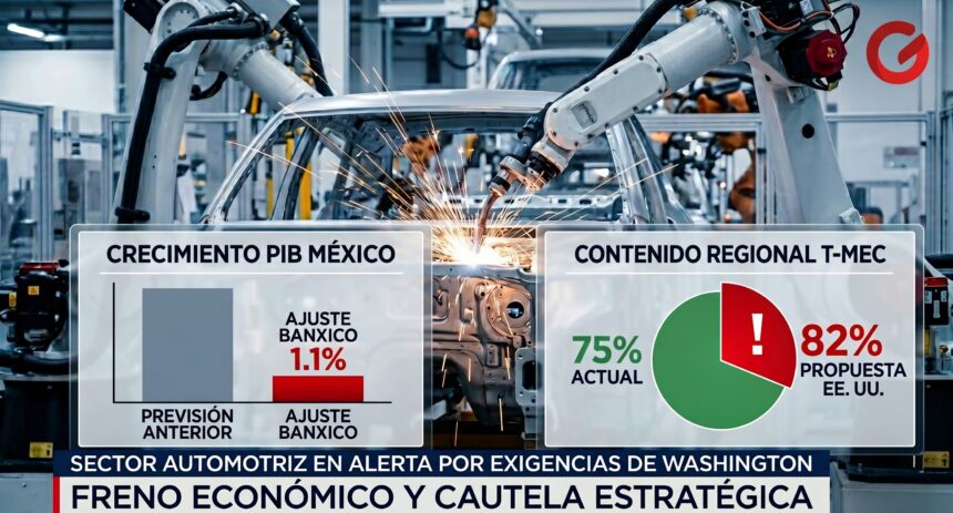Alerta en el Sector Automotriz: La Regla del 82% que EE. UU. Busca Imponer en el T-MEC y el Freno Económico de Banxico 1 Negociaciones del T-MEC sector automotriz y proyecciones del PIB Banco de México - GCM Noticias